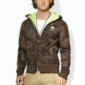 Polo Men's Green Camouflage Fleece Jacket- Size M
